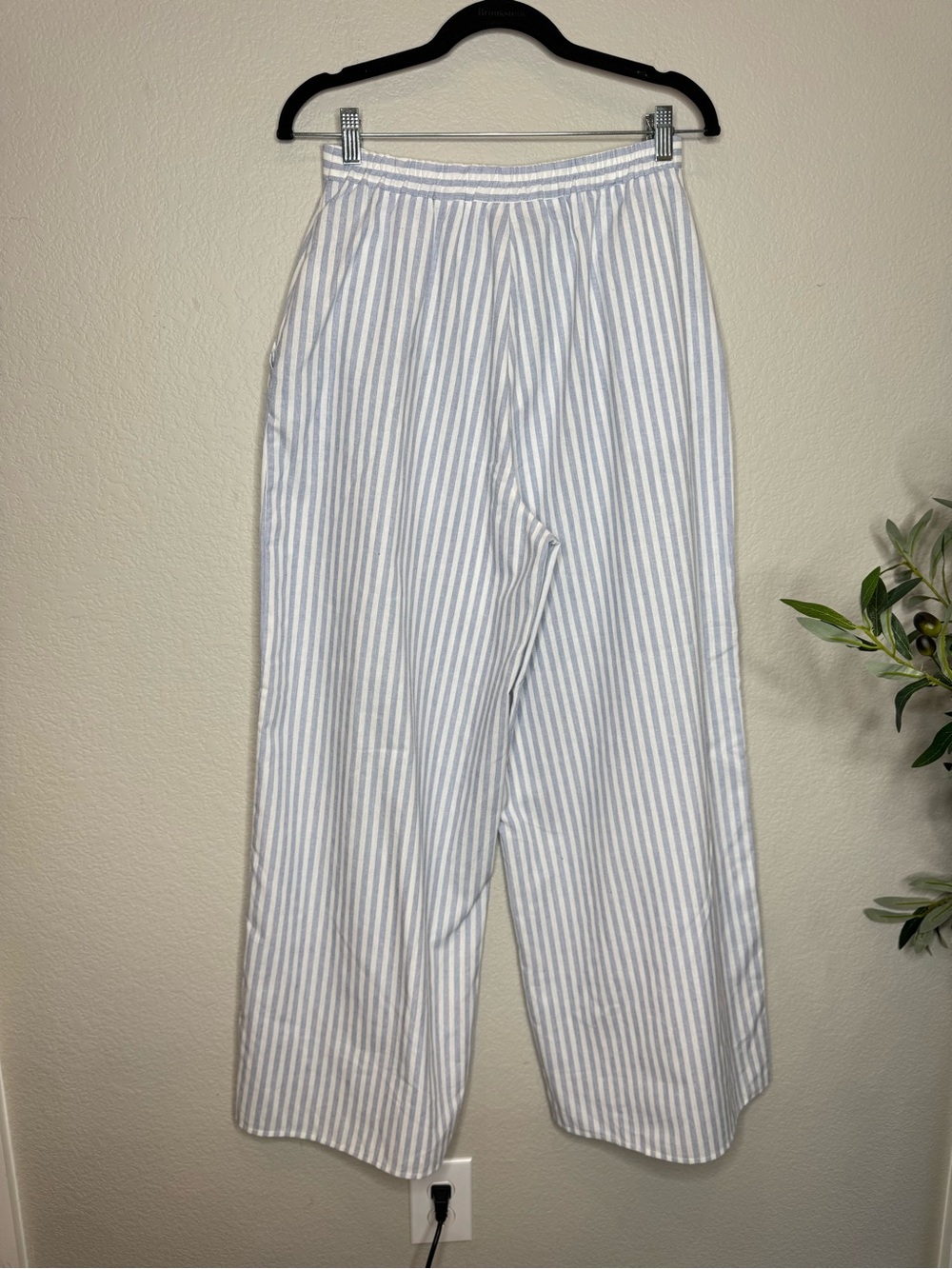 VICI Blue White Stripe Two Piece Set L XL Coastal Resort Wide leg pants - Picture 6 of 12